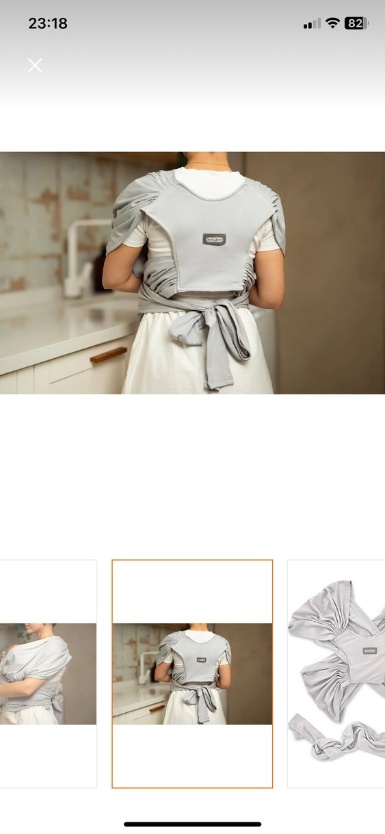 Gri Bebek Taşıma Slingi - Görsel 3