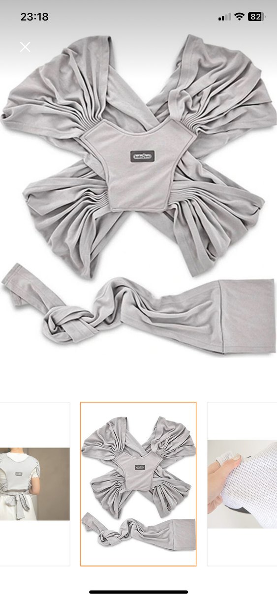 Gri Bebek Taşıma Slingi - Görsel 4