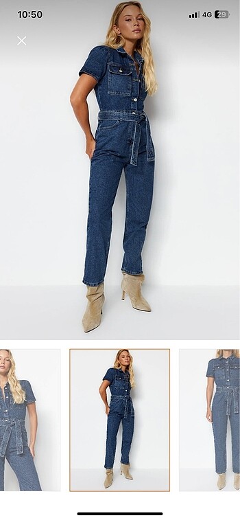 s Beden Kadın denim tulum