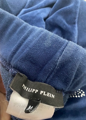 Philipp Plein Kadın Mavi Süet Fermuarlı Kapüşonlu Eşofman
