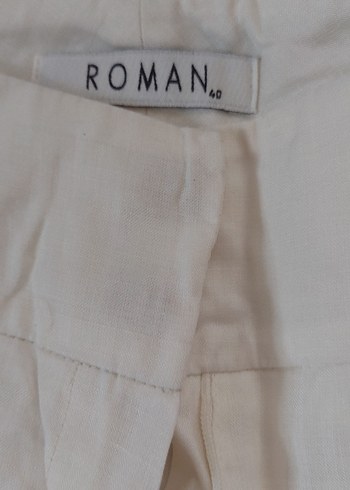 Roman Marka Beyaz Kadın Pamuklu Kemerli Pantolon