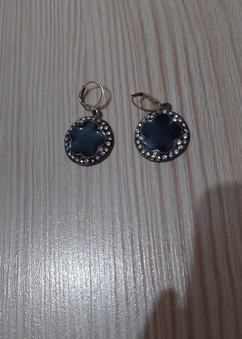 Payetli Siyah Mini Vintage Küpe