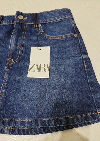 sıfır Zara Mavi Kadın Midi Kot Etek