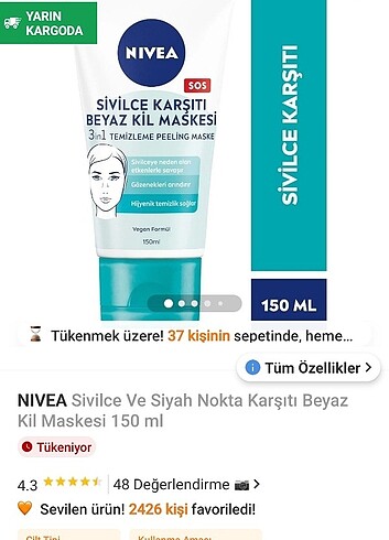 Nivea sivilce karşıtı kil maskesi . birkaç kez kullanıldı kuru c