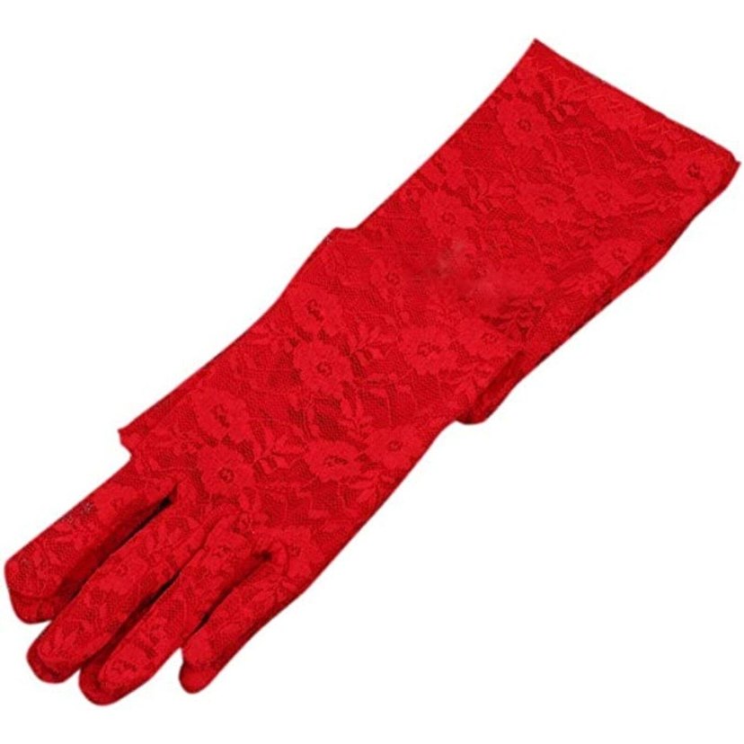 Kırmızı Dantel Kadın Eldiven - Görsel 3