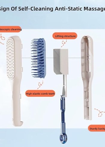 Renkli Saplı Saç Fırçası ve Tarağı - Görsel 3