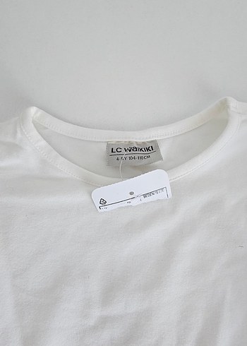 Beyaz Kız Çocuk Organze Kollu Tişört - Görsel 3