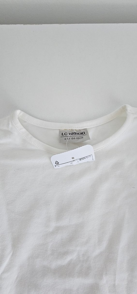 Beyaz Kız Çocuk Organze Kollu Tişört - Görsel 3