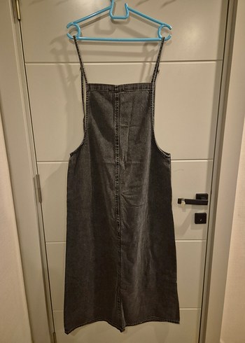 Siyah Askılı Kemerli Midi Denim Tulum - Görsel 3