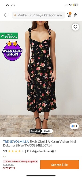 xl Beden siyah Renk Trendyolmilla Şık Elbise