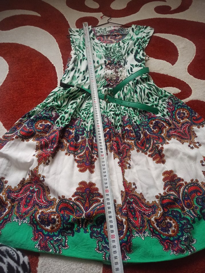 Renkli, Desenli, Uzun Bohem Elbise - Görsel 5