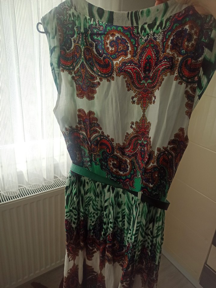 Renkli, Desenli, Uzun Bohem Elbise - Görsel 4