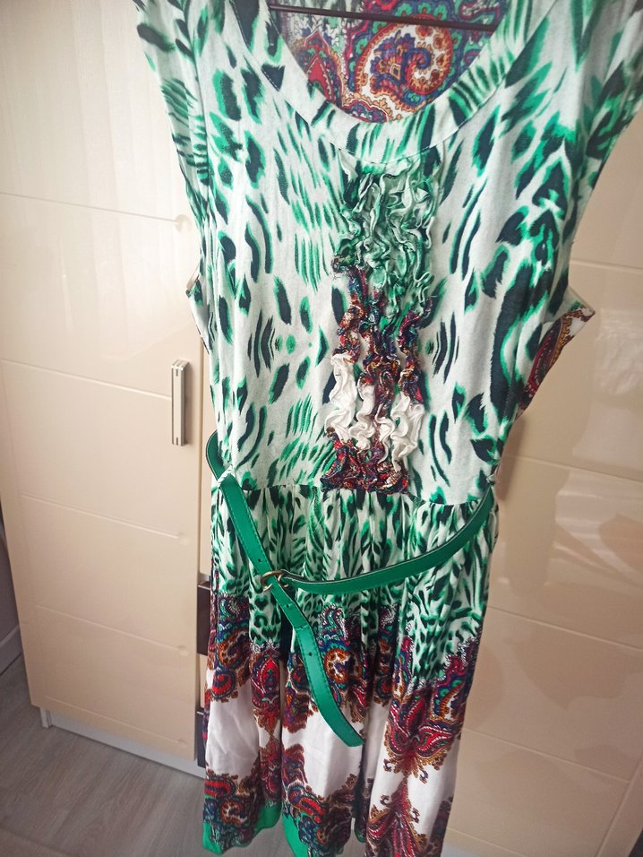 Renkli, Desenli, Uzun Bohem Elbise - Görsel 2