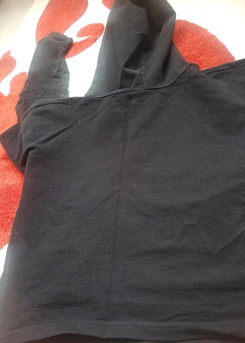 Siyah Baskılı Kapüşonlu Kadın Sweatshirt - Görsel 6