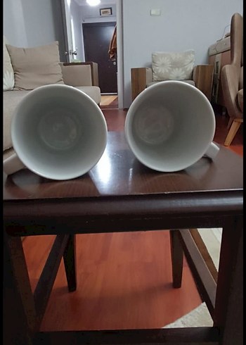 Beyaz Çiçek Desenli Seramik Kupa - Görsel 2