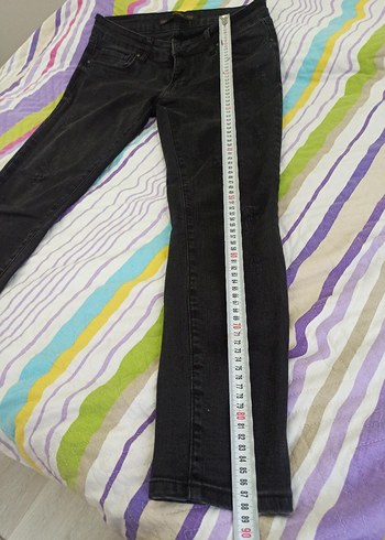 Kadın Siyah Bol Kesim Midi Denim Pantolon - Görsel 4