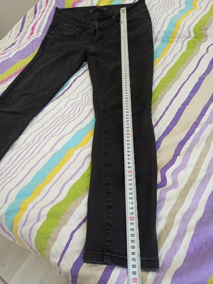 Kadın Siyah Bol Kesim Midi Denim Pantolon - Görsel 4