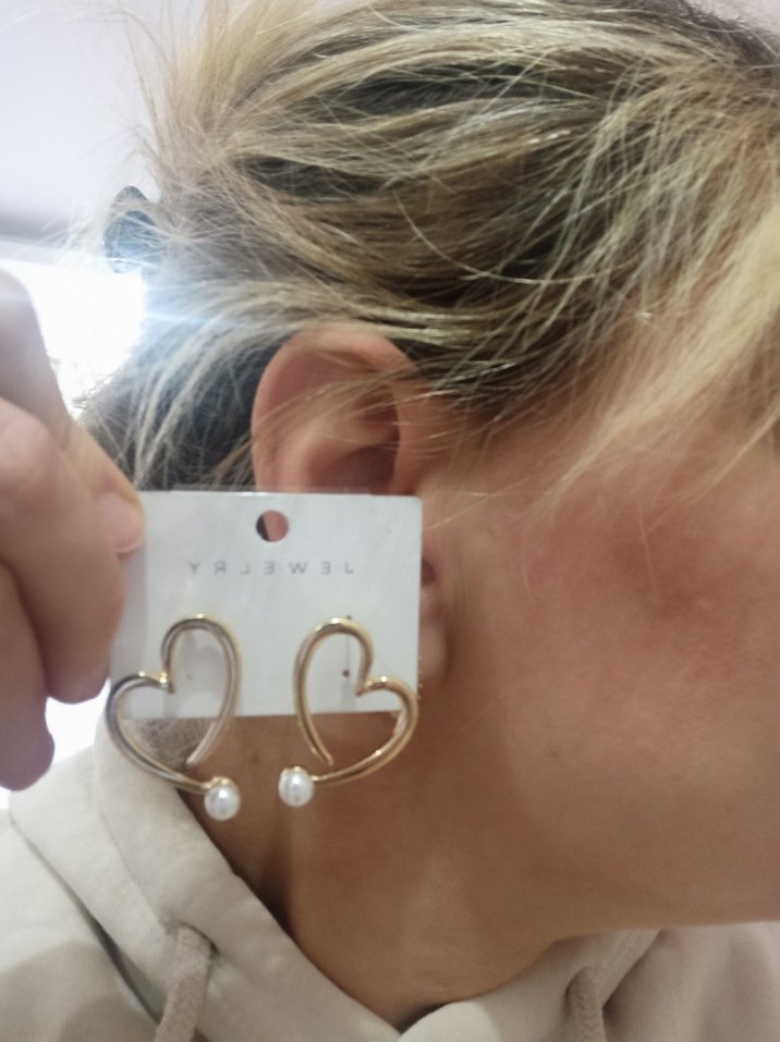 celik,taki, küpe Altın Renk Mini Kalp Küpeler - Görsel 3