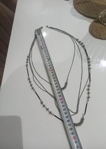 Gri Zincir Detaylı Uzun Kadın Kolye - Görsel 3