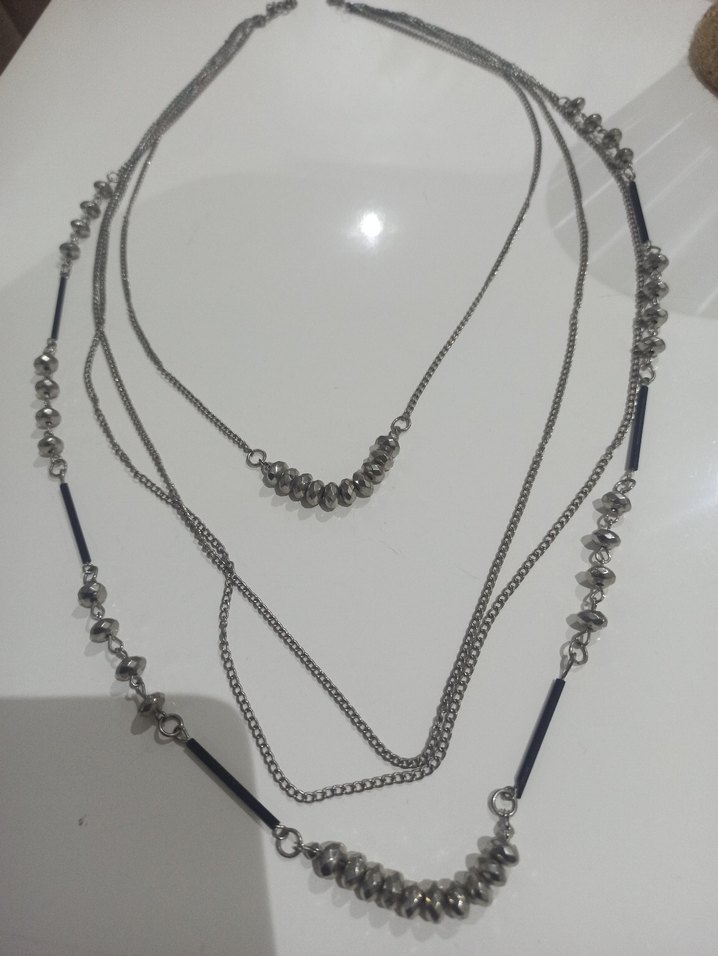 Gri Zincir Detaylı Uzun Kadın Kolye - Görsel 4