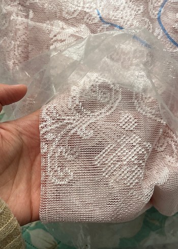 Bej Dantel Detaylı taşlı perde - Görsel 2