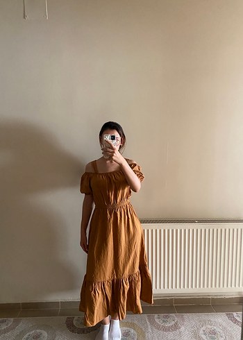 Zara Bej Bohem Midi Elbise