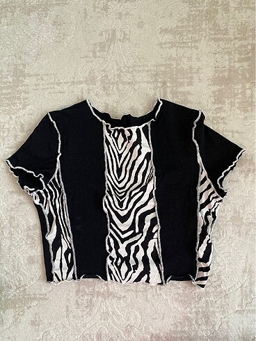 Siyah zebra desen crop