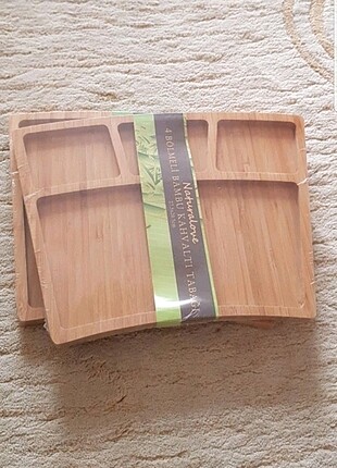 Naturalove bambu dört bölmeli sunum tabağı 2 adet yenidir