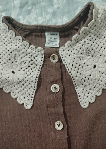 LC Waikiki Düğmeli Uzun Kollu Kız Çocuk Elbise