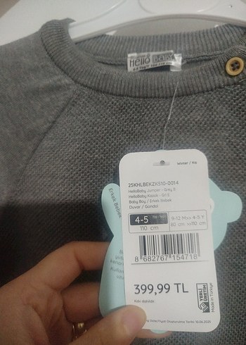 Gri Erkek Çocuk Örgü Sweatshirt - Görsel 3