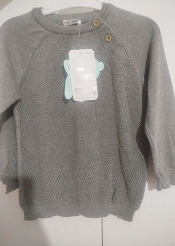 Gri Erkek Çocuk Örgü Sweatshirt - Görsel 2