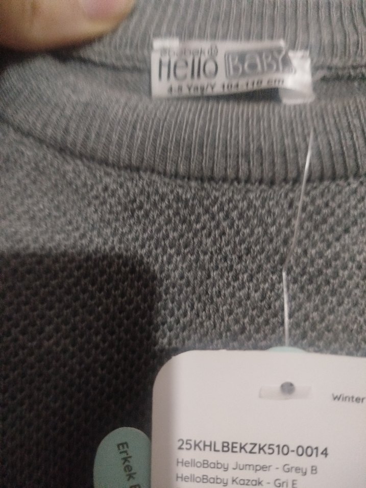 Gri Erkek Çocuk Örgü Sweatshirt - Görsel 5