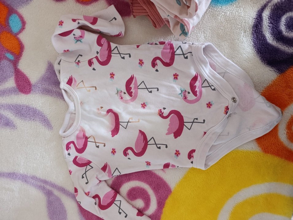 Düğmeli Zebra Desenli Kız Bebek Body - Görsel 2