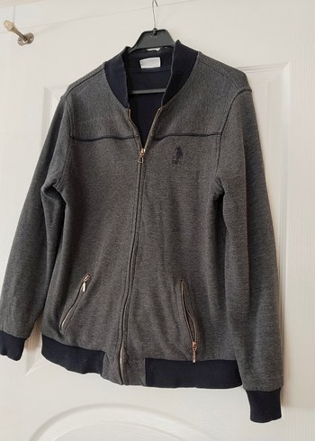 U.S Polo Assn. U.S polo marka as beden Gri Fermuarlı Erkek Sweatshirt