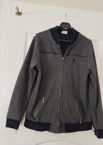 s Beden U.S polo marka as beden Gri Fermuarlı Erkek Sweatshirt