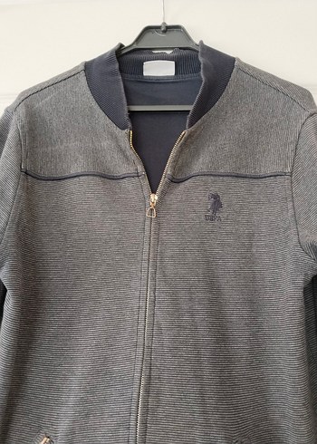 s Beden gri Renk U.S polo marka as beden Gri Fermuarlı Erkek Sweatshirt