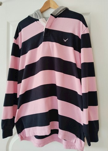 Diğer Smile marka XXXL Düğmeli kapşonlu Çizgili Sweatshirt