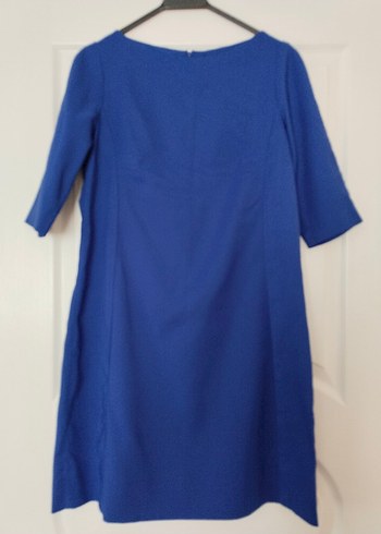 özel dikim saks mavisi m beden Kısa Kollu Midi Ofis Elbisesi - Görsel 9