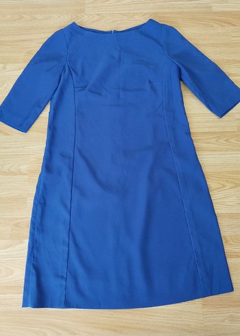 özel dikim saks mavisi m beden Kısa Kollu Midi Ofis Elbisesi - Görsel 8