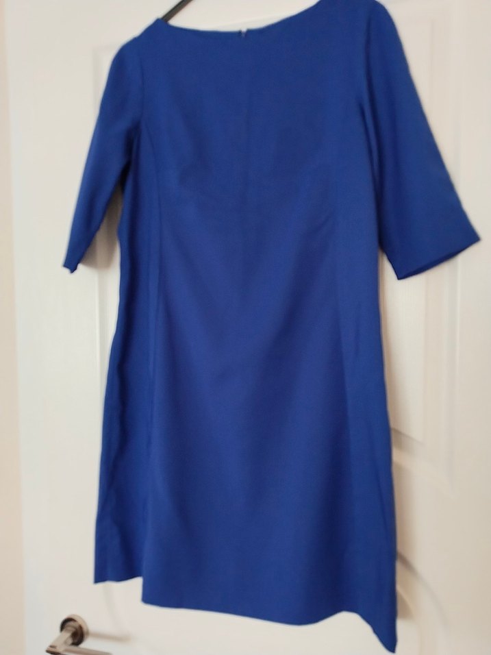 özel dikim saks mavisi m beden Kısa Kollu Midi Ofis Elbisesi - Görsel 3