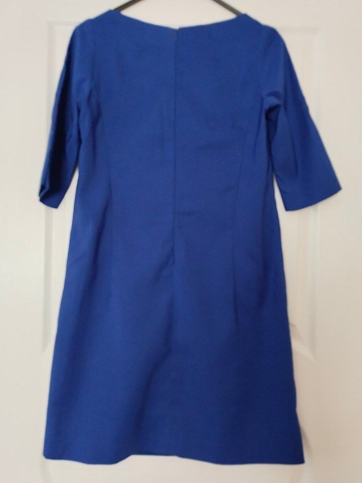 özel dikim saks mavisi m beden Kısa Kollu Midi Ofis Elbisesi - Görsel 4
