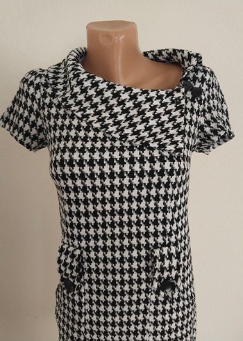 dilvin marka 38 beden Gri Kısa Kollu Midi Düğmeli Elbise - Görsel 3