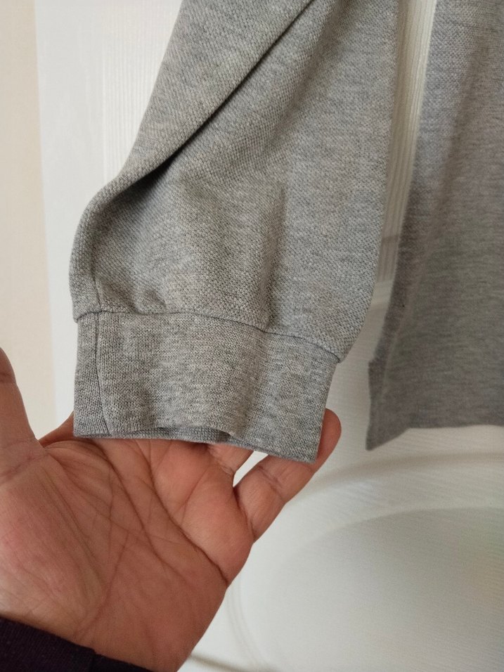 Sevil marka L beden Gri Uzun Kollu Polo Tişört - Görsel 5