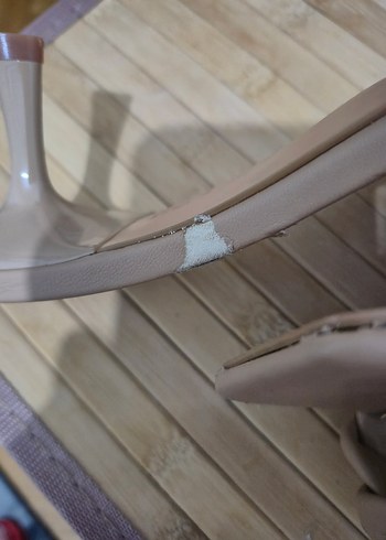 Bej Örgü Detaylı Kadın Topuklu Terlik - Görsel 6