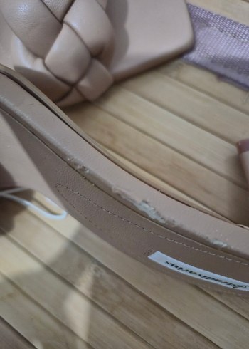 Bej Örgü Detaylı Kadın Topuklu Terlik - Görsel 5