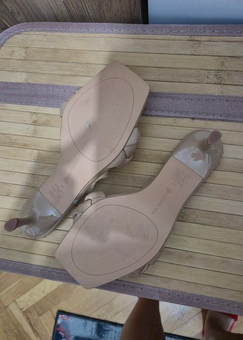 Bej Örgü Detaylı Kadın Topuklu Terlik - Görsel 7