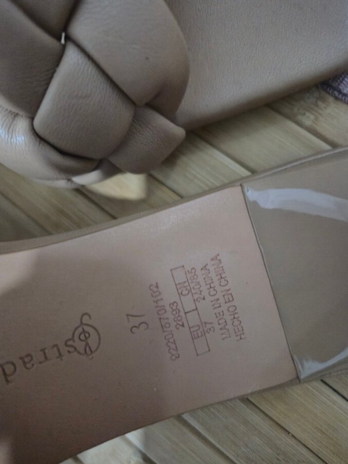 Bej Örgü Detaylı Kadın Topuklu Terlik - Görsel 3