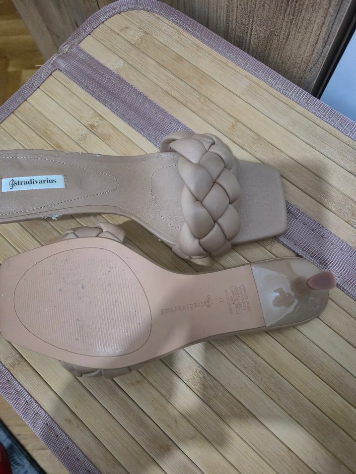 Bej Örgü Detaylı Kadın Topuklu Terlik - Görsel 2