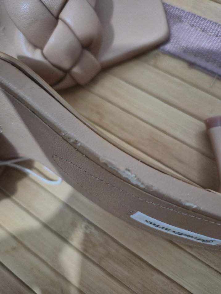 Bej Örgü Detaylı Kadın Topuklu Terlik - Görsel 5