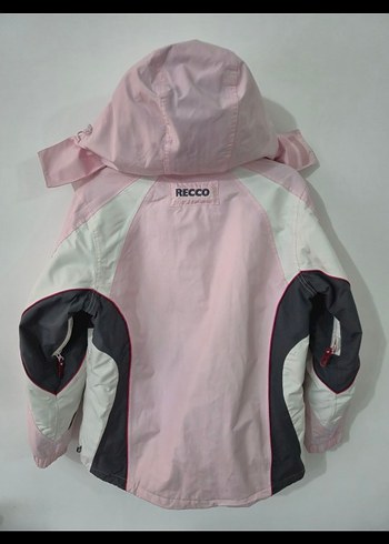 Pembe Yüksek Yaka Fermuarlı Kadın kayak montu Ceket - Görsel 2